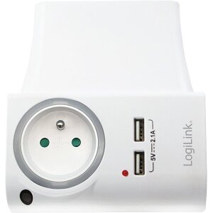 LOGILINK PA0166 SOCKET ADAPTER WITH PHONE HOLDER 1X CEE 7/5 (FR) + 2X USB-A