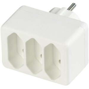 REV 3-WAY EURO PLUG ADAPTER WHITE