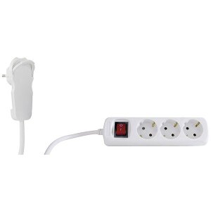 REV MULTIPLE SOCKET OUTLET 3-FOLD 5M WHITE + SWITCH 0012326115 WS