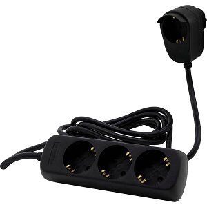 REV MULTIPLE SOCKET OUTLET 3+1-FOLD 2M BLACK POWERSPLIT 0012312514 SW