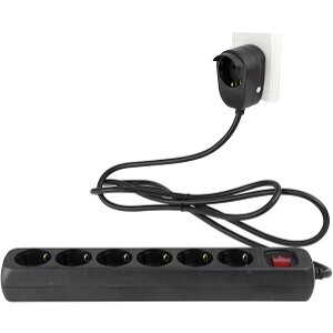 REV MULTIPLE SOCKET OUTLET 6+1-FOLD 2M BLACK POWERSPLIT 0012692514 SW