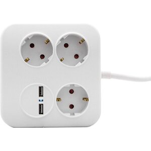 REV POWERQUAD 3-FOLD 2X USB WHITE MULTIPLE SOCKET OUTLET