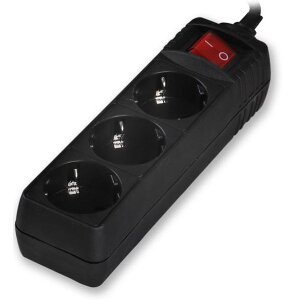 SONORA PSB301 POWER STRIP WITH 3 SOCKETS ON/OFF SWITCH 1.5M BLACK