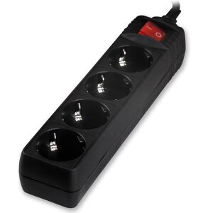 SONORA PSB401 POWER STRIP WITH 4 SOCKETS ON/OFF SWITCH 1.5M BLACK