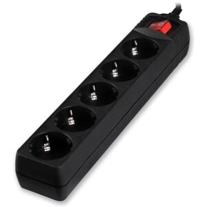 SONORA PSB501 POWER STRIP WITH 5 SOCKETS ON/OFF SWITCH 1.5M BLACK