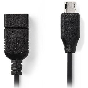 NEDIS CCGP60515BK02 USB 2.0 ON-THE-GO CABLE MICRO B MALE - A FEMALE 0.2M BLACK