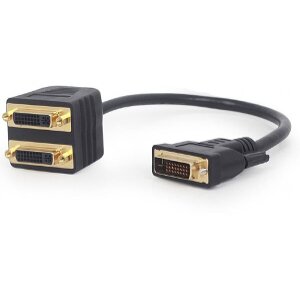 CABLEXPERT A-DVI-2DVI-01 PASSIVE DVI-D MALE TO DUAL DVI FEMALE SPLITTER CABLE 0.3M BLACK