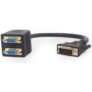 CABLEXPERT A-DVI-2VGA-01 PASSIVE DVI-I MALE TO DUAL VGA FEMALE SPLITTER CABLE 0.3 M BLACK