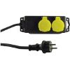 REV 2-WAY MULTIPLE SOCKET OUTLET IP44 1.4M BLACK/GREEN