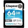 KINGSTON SDG3/64GB CANVAS GO PLUS 64GB SDXC 170R CLASS 10 UHS-I U3 V30