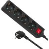 MACLEAN MCE189G POWER BAR, 6 OUTLET EXTENSION CORD, WITH SWITCH, BLACK, 3500W, 1.4M