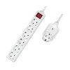 LOGILINK LPS274 SOCKET 6-WAY SLIM+SWITCH WITH PASS THROUGH PLUG WHITE 1.5M