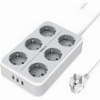 TESSAN 9 IN 1 POWER STRIP 6XSCHUKO, 3XUSB, 2M CABLE TS-303
