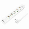 LOGILINK LPS249U SOCKET OUTLET 5-WAY WITH SWITCH 5X CEE + 2X USB-A, 1.5M, WHITE