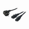 LOGILINK CP101 Y-POWER CORD 1X SCHUKO MALE (ANGLED) - 2X IEC C13 FEMALE (STRAIGHT) 1.5M BLACK