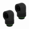 CORSAIR HYDRO X FITTING ADAPTER XF 90° ANGLED ROTARY BLACK 2-PACK