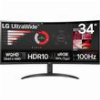 ΟΘΟΝΗ LG 34WR50QK-B 34'' CURVED ULTRA WIDE QHD 100HZ BLACK