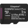 KINGSTON SDCS3/1TBSP CANVAS SELECT PLUS GEN3 1TB MICRO SDXC 150MB/S A1