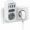 TESSAN 6 IN 1 WALL SOCKET 1XSCHUKO, 1XEU SOCKET ,3XUSB, 1XTYPE-C TS-328-DE-C