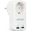 ENERGENIE EG-ACU2-01-W SINGLE AC SOCKET PASS-THROUGH USB CHARGER X2 2.1A WHITE