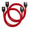 CORSAIR DIY CABLE PREMIUM SLEEVED SATA DATA CABLE SET STRAIGHT CONNECTORS RED 60CM