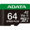 ADATA UD64GUI3V30A2SP-RA1 SPEED PLUS 64GB MICRO SDXC UHS-I 160MB/S U3 C10 WITH ADAPTER