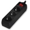 SONORA PSB301 POWER STRIP WITH 3 SOCKETS ON/OFF SWITCH 1.5M BLACK