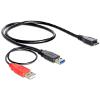 DELOCK 82909 CABLE USB3.0-A MALE TO USB3.0-MICRO B MALE + USB2.0-A MALE