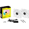 CORSAIR ICUE SP140 RGB ELITE 140MM WHITE PWM FAN ? DUAL FAN KIT WITH LIGHTING NODE CORE