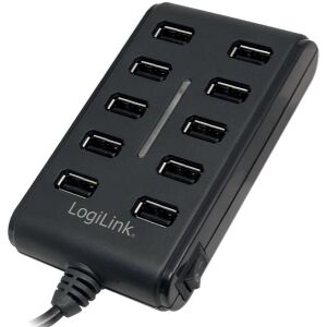 LOGILINK UA0125 USB 2.0 10-PORT HUB WITH ON/OFF SWITCH BLACK