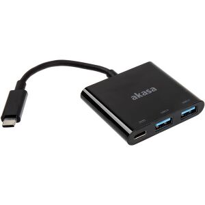 AKASA AK-CBCA08-15BK TYPE C POWER DELIVER ADAPTER WITH TWO USB 3.0 HUB