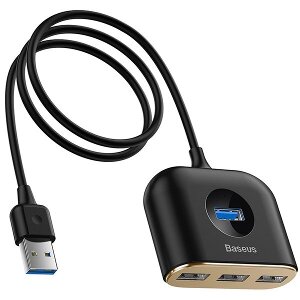 BASEUS SQUARE ROUND USB HUB USB 3.0 + 3X USB 2.0 1M BLACK