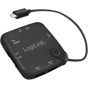 LOGILINK UA0345 USB MULTIFUNCTION HUB OTG 3X USB 2.0 + CARD READER BLACK