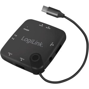 LOGILINK UA0344 USB-C MULTIFUNCTION HUB OTG 3X USB 2.0 + CARD READER BLACK
