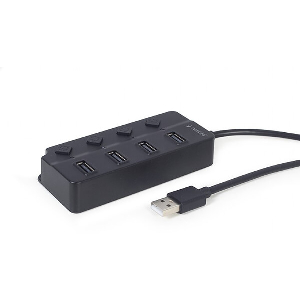 GEMBIRD UHB-U2P4P-01 USB 2.0 4-PORT HUB WITH SWITCHES BLACK