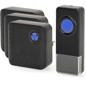 NEDIS DOORB310BK3 WIRELESS DOORBELL SET WITH 3 RECEIVERS AND 58 MELODIES BLACKP