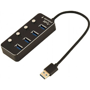 GEMBIRD USB 3.1 POWERED 4-PORT HUB WITH SWITCHES BLACK