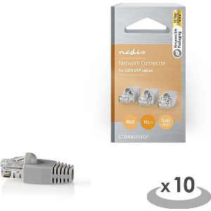 NEDIS CCBW89355GY CAT 6 UTP NETWORK CONNECTOR SET RJ45 MALE-FREE STRAIN RELIEF BOOT 10 PIECES GREYP