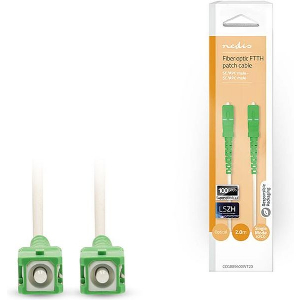 NEDIS CCGB89600WT20 GLASS FIBER PATCH CABLE SMF (SINGLE MODE PHASE) SC/APC - SC/APC 2.00M WHITE