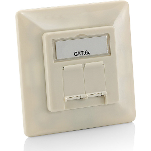 EQUIP 125775 GERMAN FACE PLATE CAT.6A FLUSH MOUNTED BOX PEARL WHITE