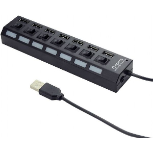 GEMBIRD USB2.0 7-PORT HUB WITH SWITCHES POWER ADAPTER BLACK UHB-U2P7-03