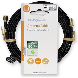 NEDIS CSGL02010BK50 SMA CABLE, SMA MALE - SMA FEMALE 50OHM 5.00M BLACK