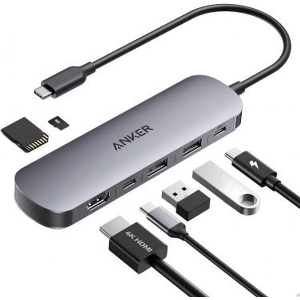 ANKER TYPE-C HUB 2X USB-A 2X TYPE-C HDMI SD/MICROSD GREY A83D2HA1