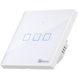 SONOFF T2EU3C-TX 3 CHANNEL WI-FI + RF 433 TOUCH WALL SWITCH ULTRA WHITE