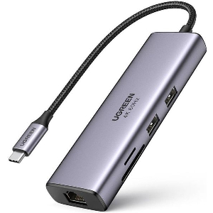 UGREEN TYPE-C HUB CM512 60515 2X USB-A 3.0 + TYPE-C + HDMI +SD+MICROSD + RJ45 GREY