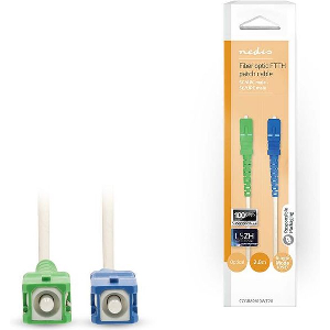 NEDIS CCGB89610WT20 GLASS FIBER PATCH CABLE SMF (SINGLE MODE PHASE) SC/APC - SC/UPC 2.00M WHITE