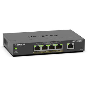 NETGEAR GS305EPP 5 PORTS MANAGED L2/L3 GIGABIT ETHERNET (10/100/1000) POE BLACK GS305EPP-100PES