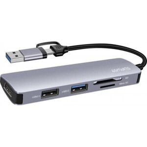 4SMARTS 5IN1 UNIVERSAL MULITPORT USB HUB SPACE GREY