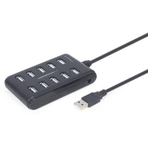 GEMBIRD UHB-U2P10P-01 10-PORT USB 2.0 HUB BLACK