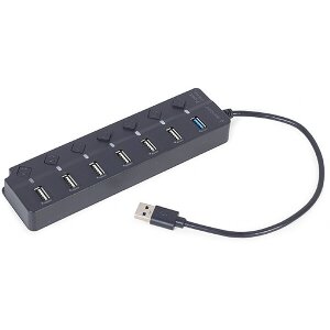 GEMBIRD UHB-U3P1U2P6P-01 7-PORT USB HUB (1 X USB 3.1 + 6 X USB 2.0) WITH SWITCHES BLACK